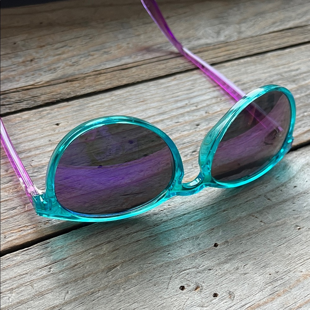 Vibrant Teal and Purple Sunglasses - Picture 6 of 7